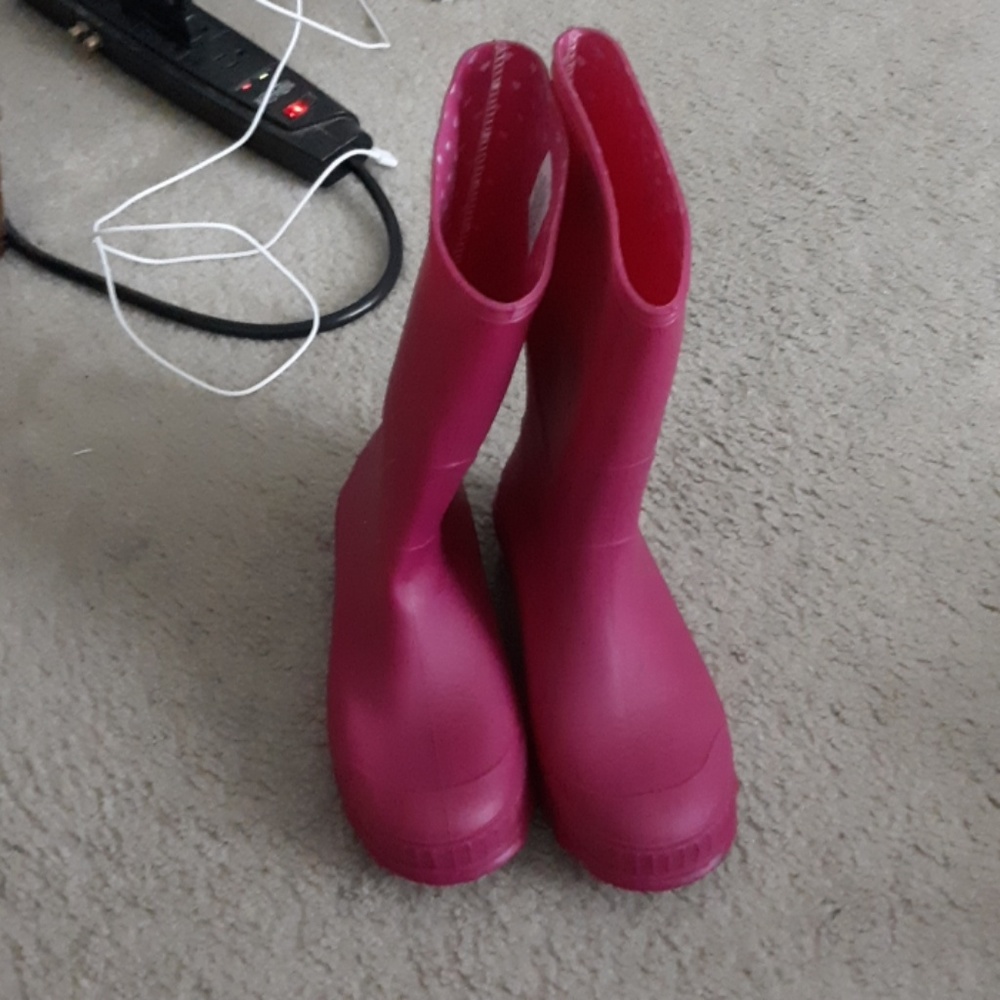 Pink rain boots